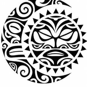 Tribal Sun and Crescent Moon