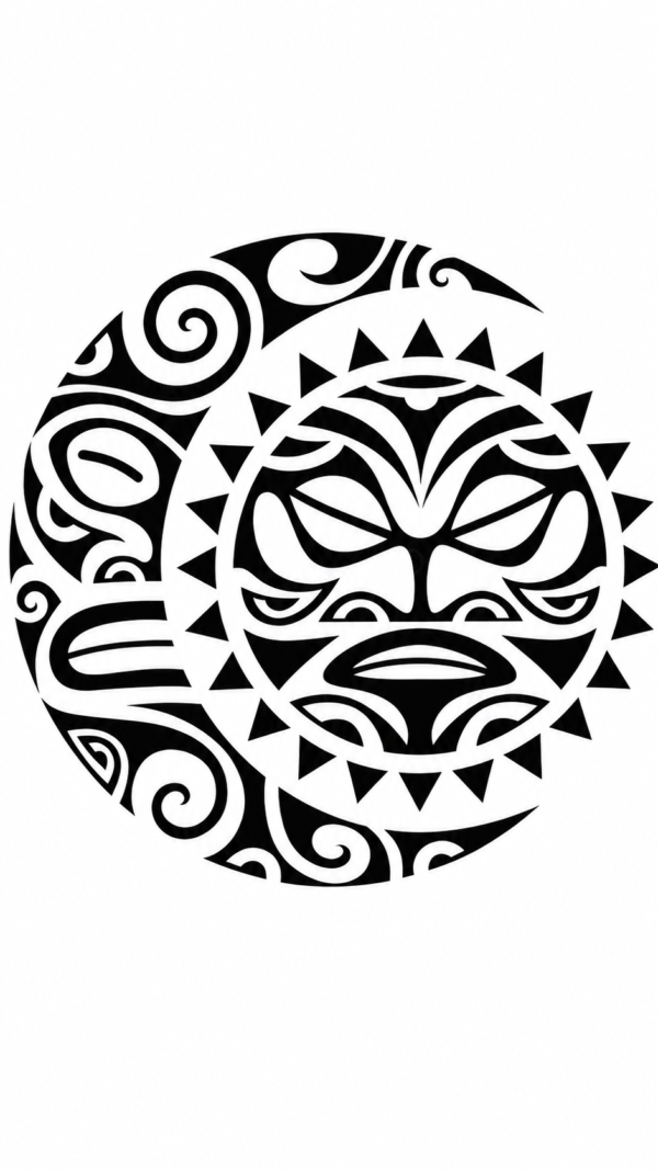 Tribal Sun and Crescent Moon