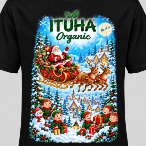 ITUHA Organic Festive Christmas Graphic Black T-Shirt