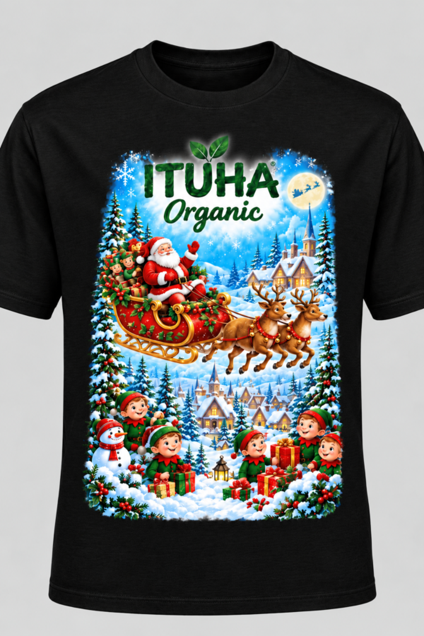 ITUHA Organic Festive Christmas Graphic Black T-Shirt
