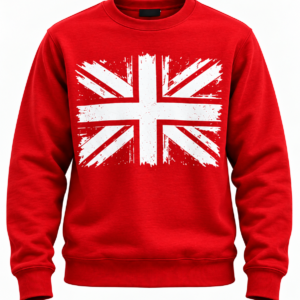 Distressed White Union Jack Flag Red Sweatshirt